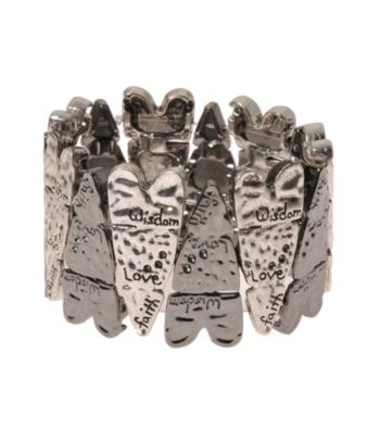L&J Accessories Silver Inspirational Heart Stretch Bracelet