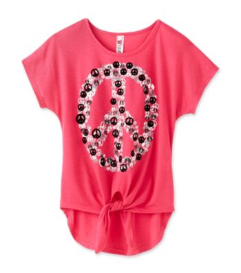 Beautees Girls' 7-16 Pink Tie Front Peace Top