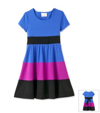 Rare Editions® Girls' 7-16 Blue/Purple/Black Colorblock Dress