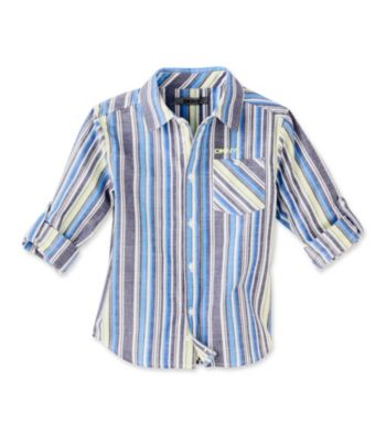 DKNY® Boys' 2T-20 Blue Long Sleeve Cosmic Striped Woven