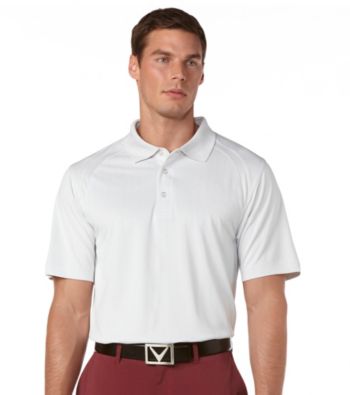 Callaway® Men's Bright White Short Sleeve Pieced Mini Jacquard Polo