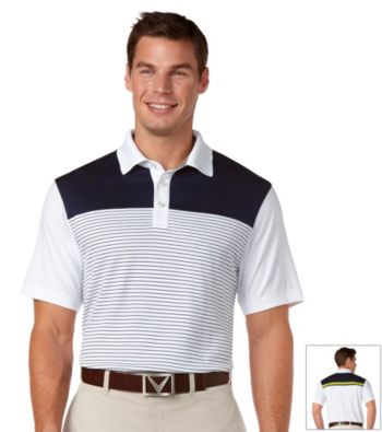 Callaway® Men's Peacoat Short Sleeve Feedstripe Block Polo