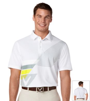 Callaway® Men's Bright White Short Sleeve Tactile Chevron Print Polo