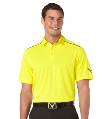 Callaway® Men's Blazing Yellow Short Sleeve Polo with Chevron Print