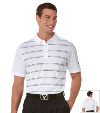 Callaway® Men's Bright White Short Sleeve Printed Striped Polo w/ Vent
