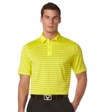 Callaway® Men's Blazing Yellow Short Sleeve Razor Mesh Stripe Polo