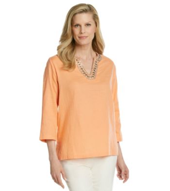 Cathy Daniels® Solid Tunic with Front Jeweled Embellishment
