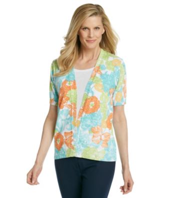 Cathy Daniels® Allover Floral Print Layered-Look Sweater