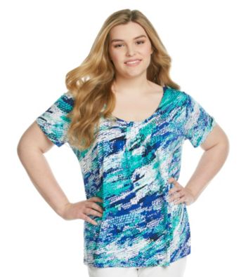 Relativity® Plus Size Printed Scoopneck Tee