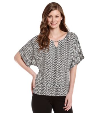 NY Collection Printed Buckle Detail Top