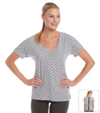 Calvin Klein Performance Stripe Zip-Back Tee