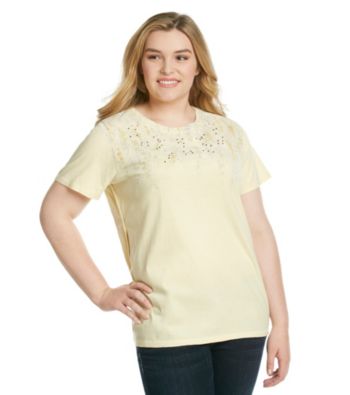 Ruff Hewn Plus Size Crewneck Braid Side Screen Tee
