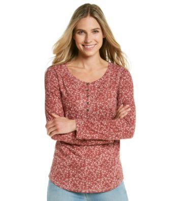 Ruff Hewn Scoopneck Floral Print Slub Henley Top