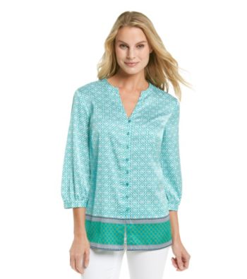 Jones New York Signature® Button Down Geometric Print Blouse