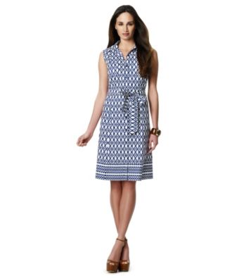 Jones New York Signature® Pocketed Belted Printed Shirt Dress