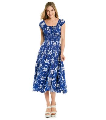 Chelsea & Theodore® Scoopneck Smocked Waist Geometric Print Dress