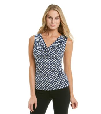 Calvin Klein Drapeneck Houndstooth Print Cami