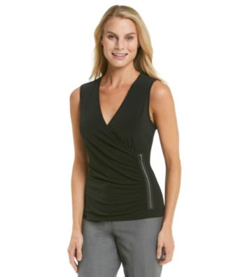 Calvin Klein V-Neck Side Zip Wrap Top
