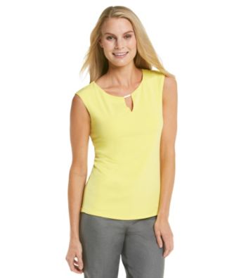 Calvin Klein Solid Extended Shoulder Keyhole Top