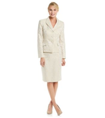 Le Suit® Floral Jacquard Jacket with Skirt