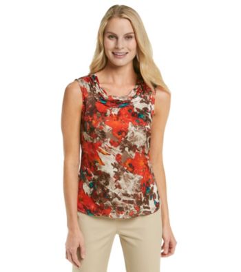 Kasper® Ruched Neck Printed Cami