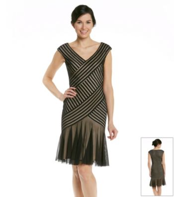 London Times® Diagonal Mesh Dress