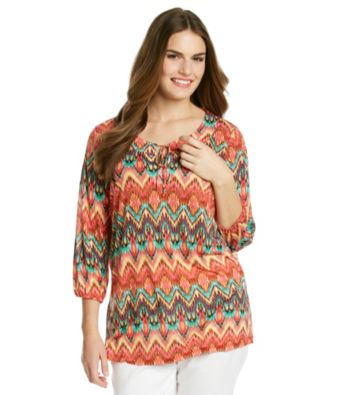 Jones New York Sport® Plus Size Slit Neck with Tie Top