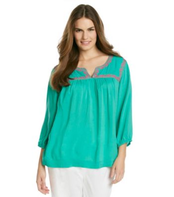 Jones New York Sport® Plus Size Embroidered Neckline Tunic