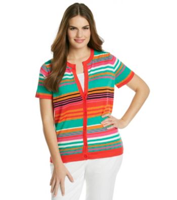 Jones New York Sport® Plus Size Button Front Striped Cardigan