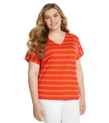 Jones New York Sport® Plus Size V-Neck Striped Top