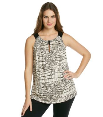 AGB® Plus Size Cleo Neck Printed Top