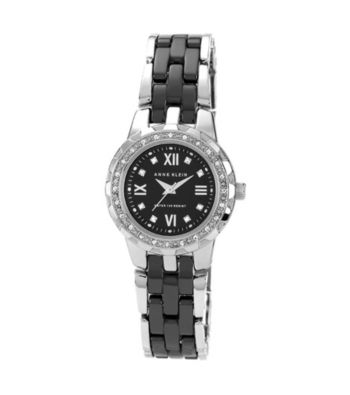 Anne Klein®Metal and Ceramic Women's Watch with Crystal Bezel
