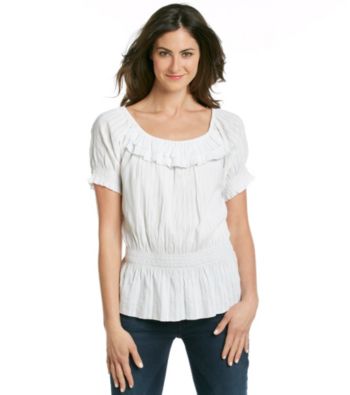 Notations® Double Ruffle Solid Peplum Top