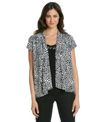 Notations® All Over Print Layered Look Top
