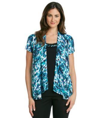 Notations® All Over Print Layered Look Top