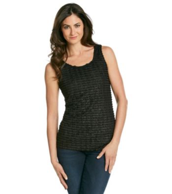 Notations® Scoopneck Ruffles Solid Shimmer Shutter Top