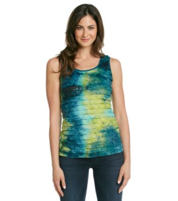 Notations® Scoopneck Ruffle Print Shutter Top