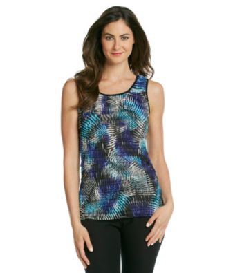 Notations® Scoopneck Ruffle Print Shutter Top