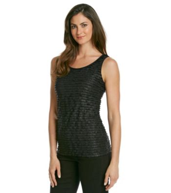Notations® Scoopneck Ruffle Shimmer Shutter Top