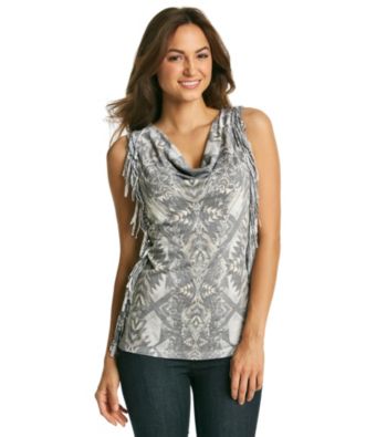 Oneworld® Aztec Printed Fringe Tank