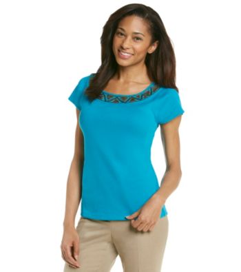 Rafaella® Embellished Ballet-Neck Tee