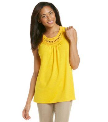 Rafaella® Solid Drapey Knit with Crochet Neck