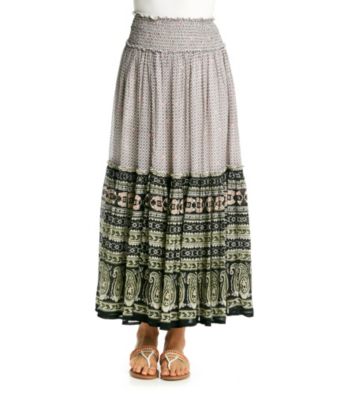 Chaudry® Black Multi Ethnic Print Maxi Skirt