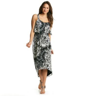 Black Rainn™ Printed High-Low Maxi Dress