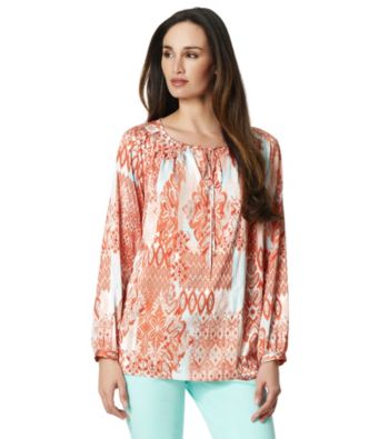 Jones New York Signature® Petites' Turquoise Multi Floral Raglan Blouse