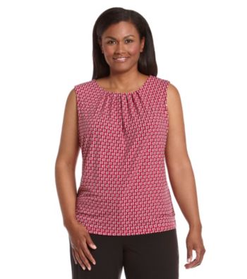 Calvin Klein Plus Size Printed Pleated Neck Cami