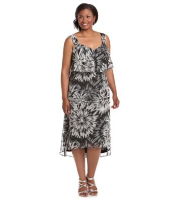 Black Rainn™ Plus Size High-Low Printed Dress