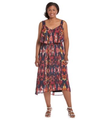 Black Rainn™ Plus Size High-Low Hem Printed Dress