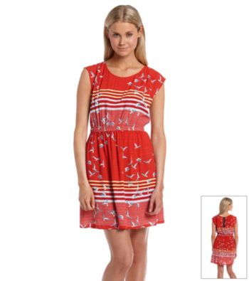 Be Bop Juniors' Striped Bird Print Dress