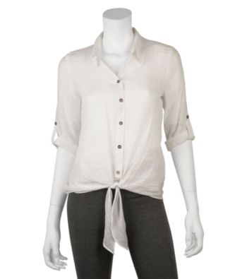 A. Byer Juniors' Roll Sleeve Gauze Shirt